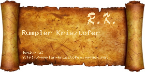 Rumpler Krisztofer névjegykártya